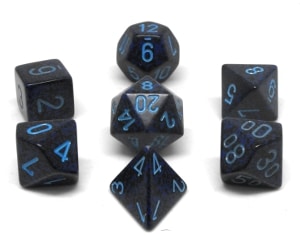 CHX25307 Cobalt Polyhedral Speckled Dice Set image 0